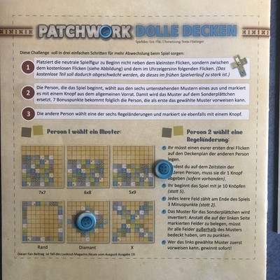 Patchwork (Lookout Spiele): Promo Dolle Decken (Neues vom Ausguck 19)
