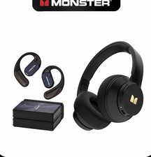 (Black) Monster Over-Ear Headphones & Earbuds Combo Set Limited Time Deal