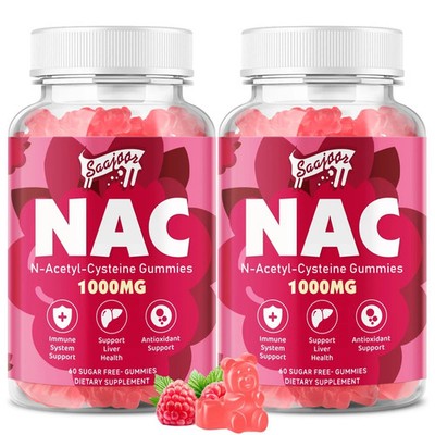 2 Pack NAC Gummies Sugar-Free N-Acetyl Cysteine NAC Supplement 1000mg for Ant...
