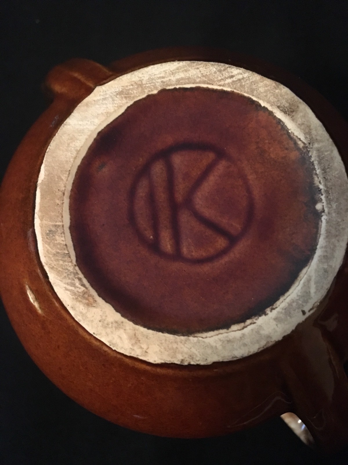 Vintage Pottery Kathy Kale Brown Drip Sugar Glazed Handles & Lid McCoy