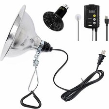 100W Reptile Heat Bulb Clamp Light 8" Reflector Digital Thermostat Controller