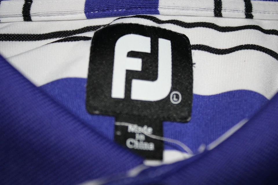  Polo de golf Footjoy FJ púrpura a rayas SS, grande para hombre Foto 4 de 4