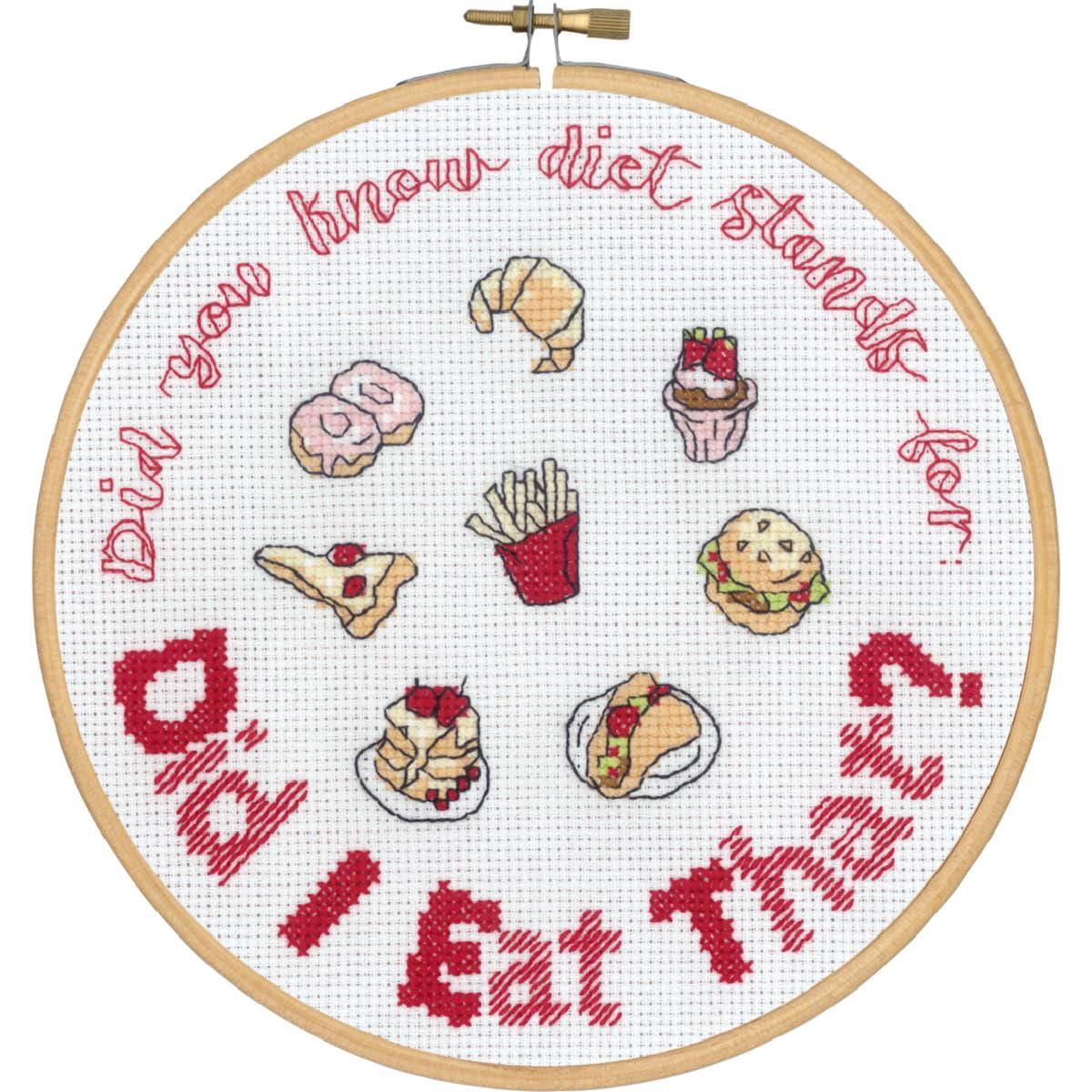 Permin counted cross stitch kit with hoop ""Diet"", Diam. 20cm, DIY, 92-9716
