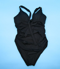 Victorias Secret Small One Piece Swimsuit Black Padded Halter Strap VS Swim New