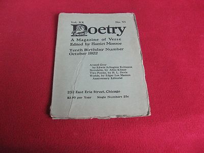 1922 Poetry E.A. Robinson, Kilmer, H.L. Davis, Edwin Ford Piper, Francis Jammes 