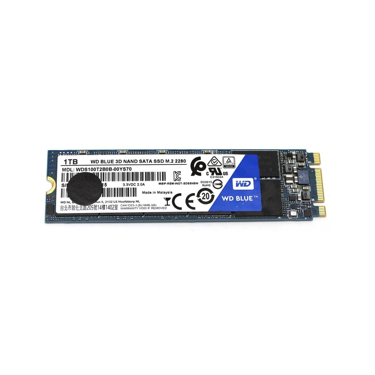 Western Digital WD Blue 3D NAND TB 2280 SATA WDS100T2B0B SSD