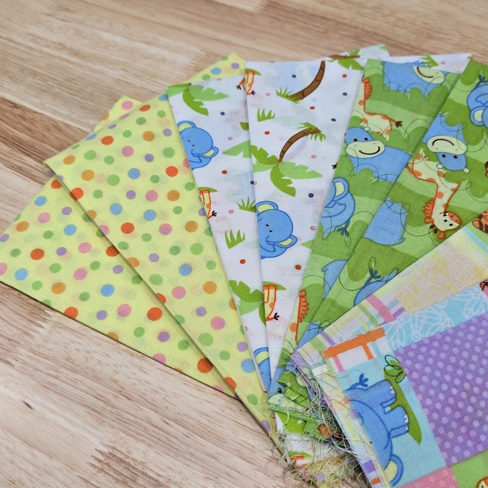 Cotton Fabric 8 Coordinating Fat Quarters 18"x21" Jungle Babies Zoo Animals - Image 3 of 4