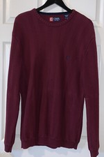 Chaps Mens Cotton Sweater Crew Neck Burgundy Long Sleeve Extra Large XL
