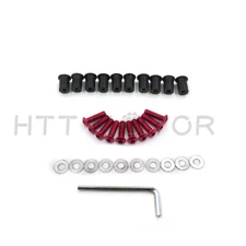 10pcs Motorcycle Windshield Windscreen Bolt Kit Well Nuts Bolts Washer Red
