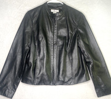 Genuine Leather Jacket Madison & Max Size Petite M Moto Lined Fitted Black
