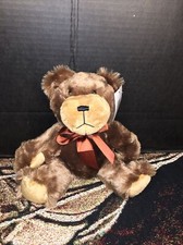 9 Napco Teddy Bear Plush Stuffed Animal Toy Bow Brown Seated