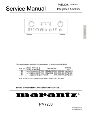 Service Manual-Anleitung für Marantz PM-7200 