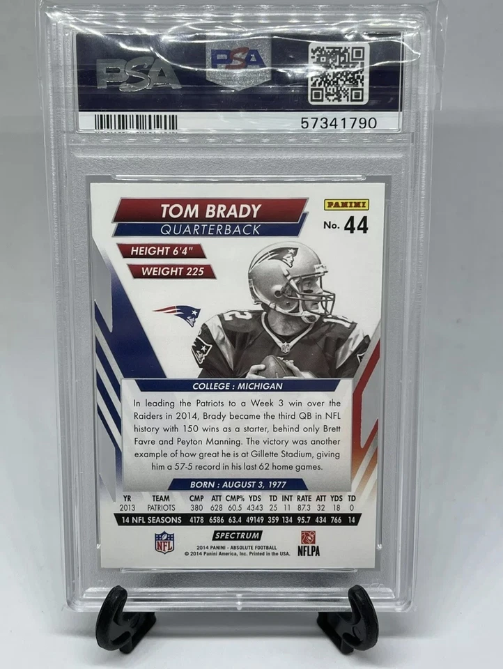TOM BRADY 2014 Panini Absolute PSA 8 SPECTRUM RED Die-Cut #44 Graded Card Pop 2 - Image 2 of 2