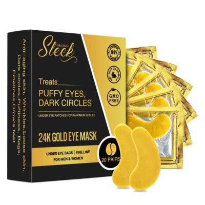 24K Gold Eye Mask 20 Count - Under Eye Patches - Eye Masks for Dark Circles