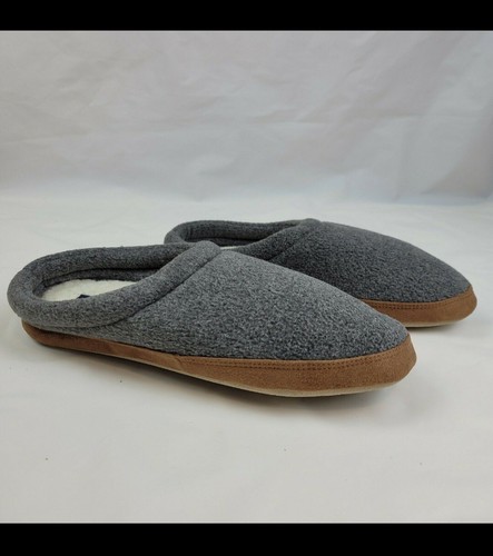 Lands' End Men's Fleece Clog House Slippers Lined Plush Gray