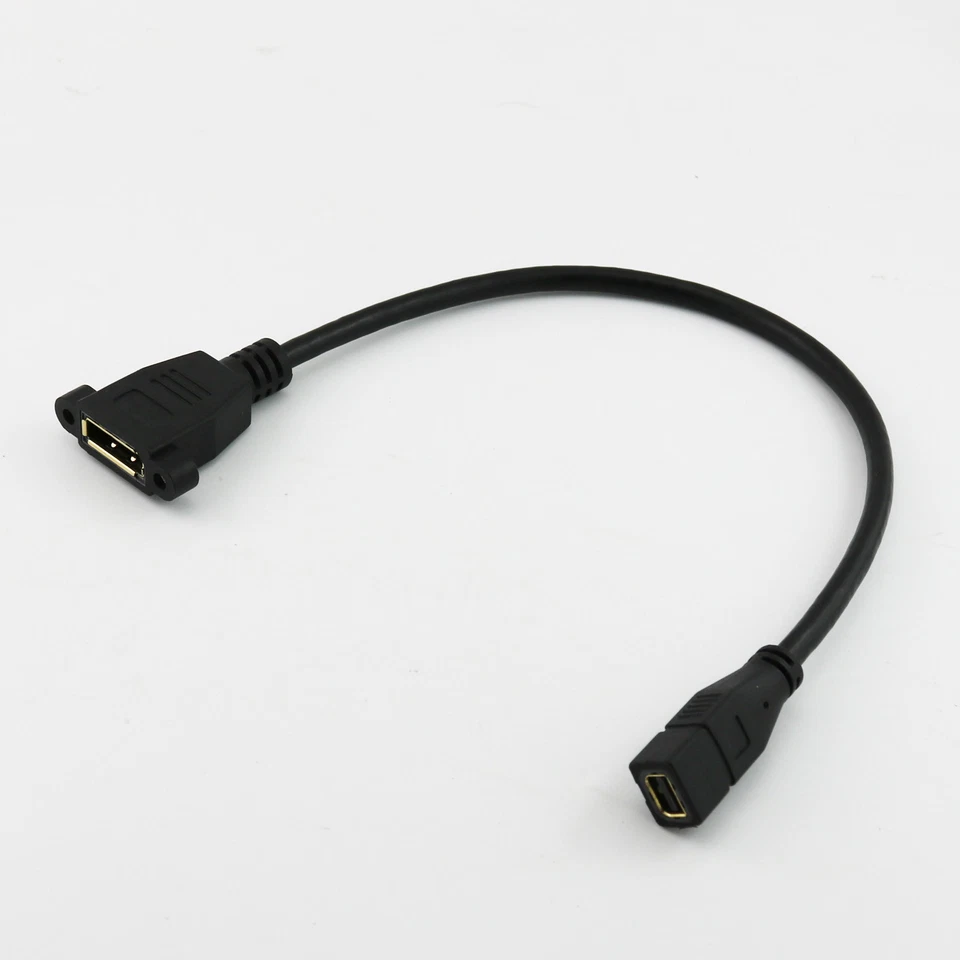 Display Port DP Female Panel Mount to Mini Display Port Female Cable Cord 30cm - Image 2 of 4