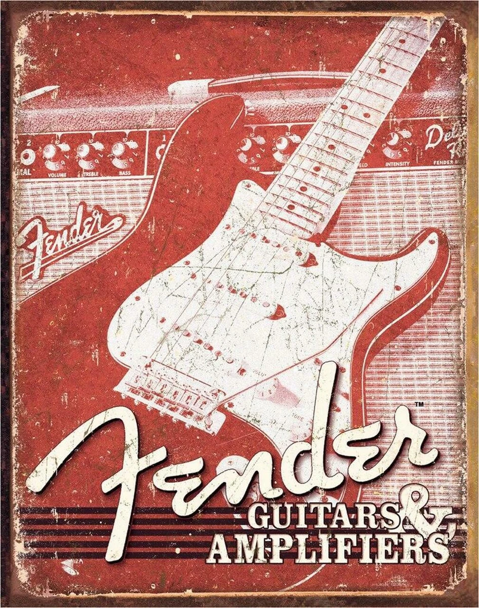 Fender cheap tin sign