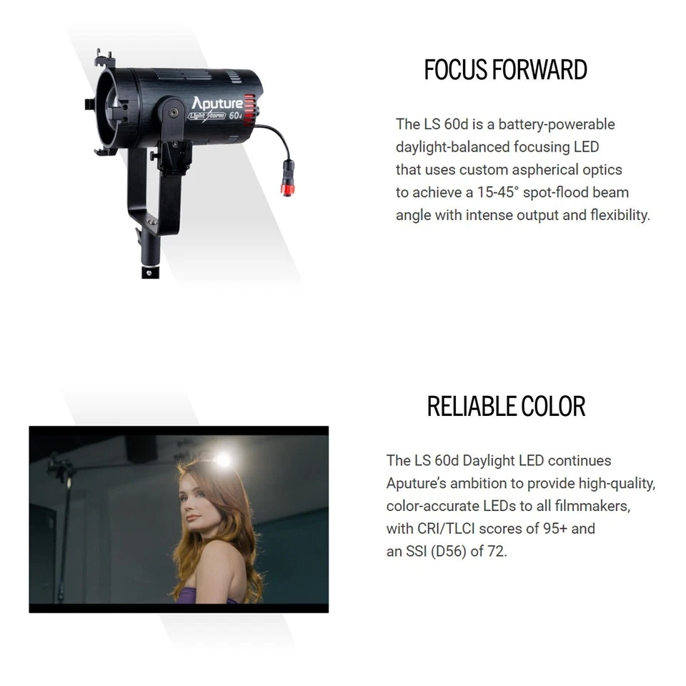 Aputure LS 60d LED Video Light,60W 5600k Daylight Adjustable Focusing Light AU - Image 3 of 4