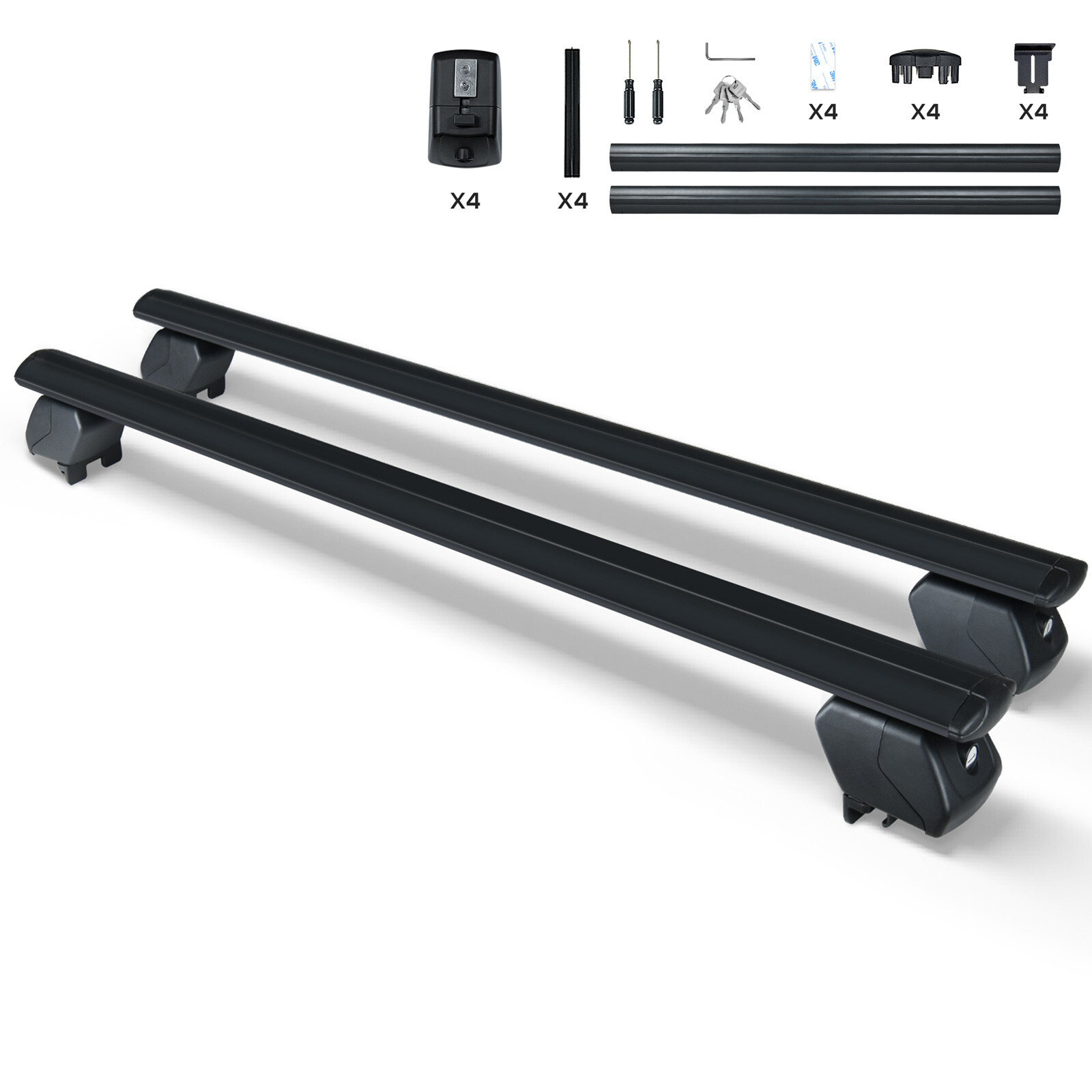 53" Universal Lockable & Adjustable 300LBS Roof Top Bars Cargo Carrier Luggage