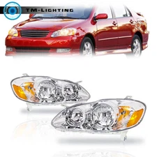 Headlights Left&Right Side For Toyota Corolla 2003-2006 2007 2008 Chrome Housing
