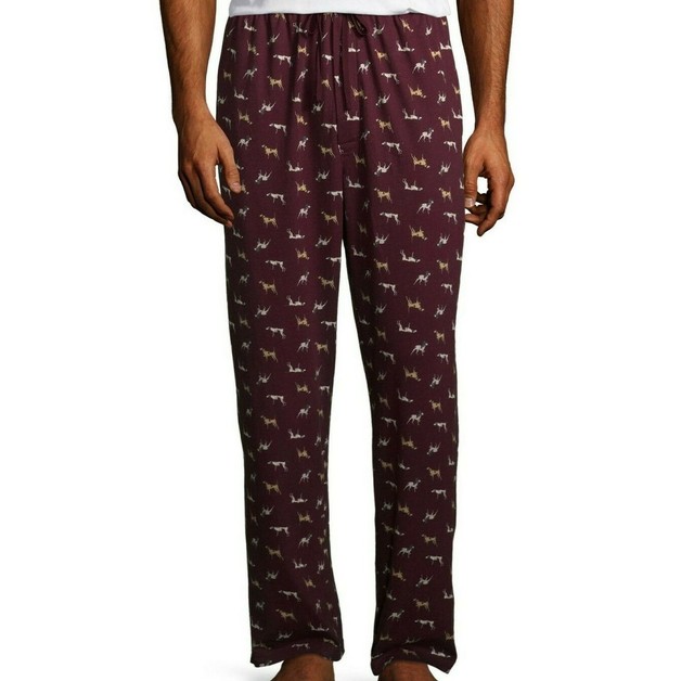 Stafford Mens Sleep Lounge Pajama Pants Classic Fit Burgundy Hunting