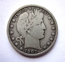 1907-S BARBER HALF DOLLAR 50C SAN FRANCISCO MINT RARE BETTER DATE COLLECTOR