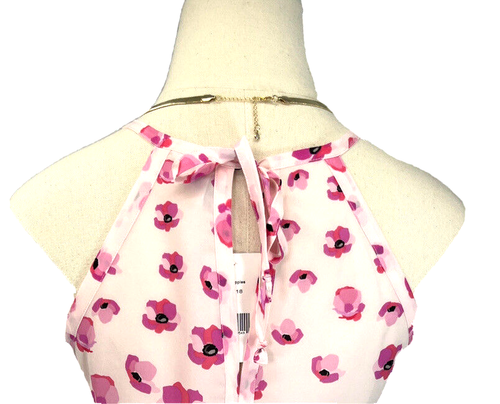 Cabi Top Womens XS Sleeveless Floral Floating Poppies Pink Tie Back New w/tag - Picture 5 of 12