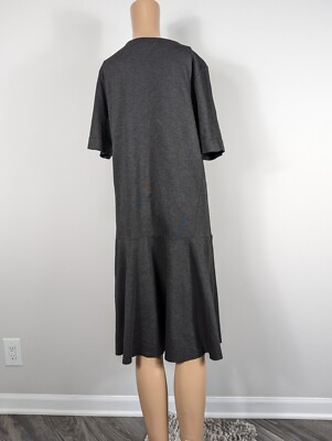 COS Dark Gray Ponte Short Sleeves Crew Neck Drop Waist Dress Size L | eBay
