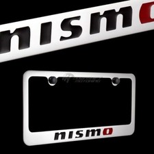For Nissan Nismo Logo Chrome Plated Brass License Plate Frame With 2 Black Caps