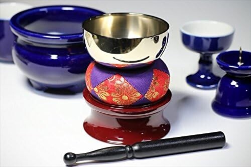 Set altare buddista giapponese Yamako lapislazzuli vaso blu portacandele incenso - Foto 2 di 7