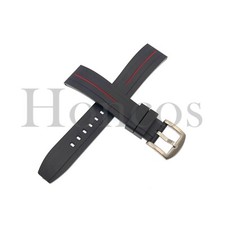 20 22 MM Silicone Rubber Watch Band Strap Quick Release Fits for Tudor Black/Red