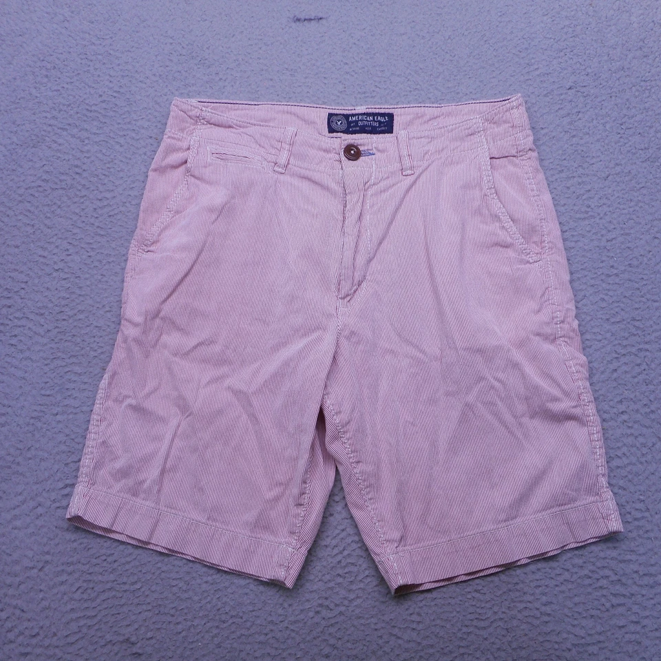 Pantalones Cortos American Eagle Para Hombre 32 Rojo Blanco Rayas Preppy Chino 9 Pulgadas Entrepierna Foto 2 de 4