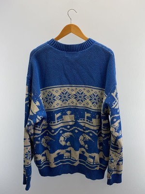 Keboz knit sweater (thick cotton Blue total pattern ALL GOOD STORE 