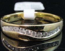 Men's 10K Yellow Gold Real Diamond Channel One Row Wedding Band Ring .25CT 5MM