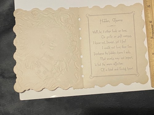 Vtg Valentine Card Yellow Roses Cupid Cherub - Picture 4 of 4