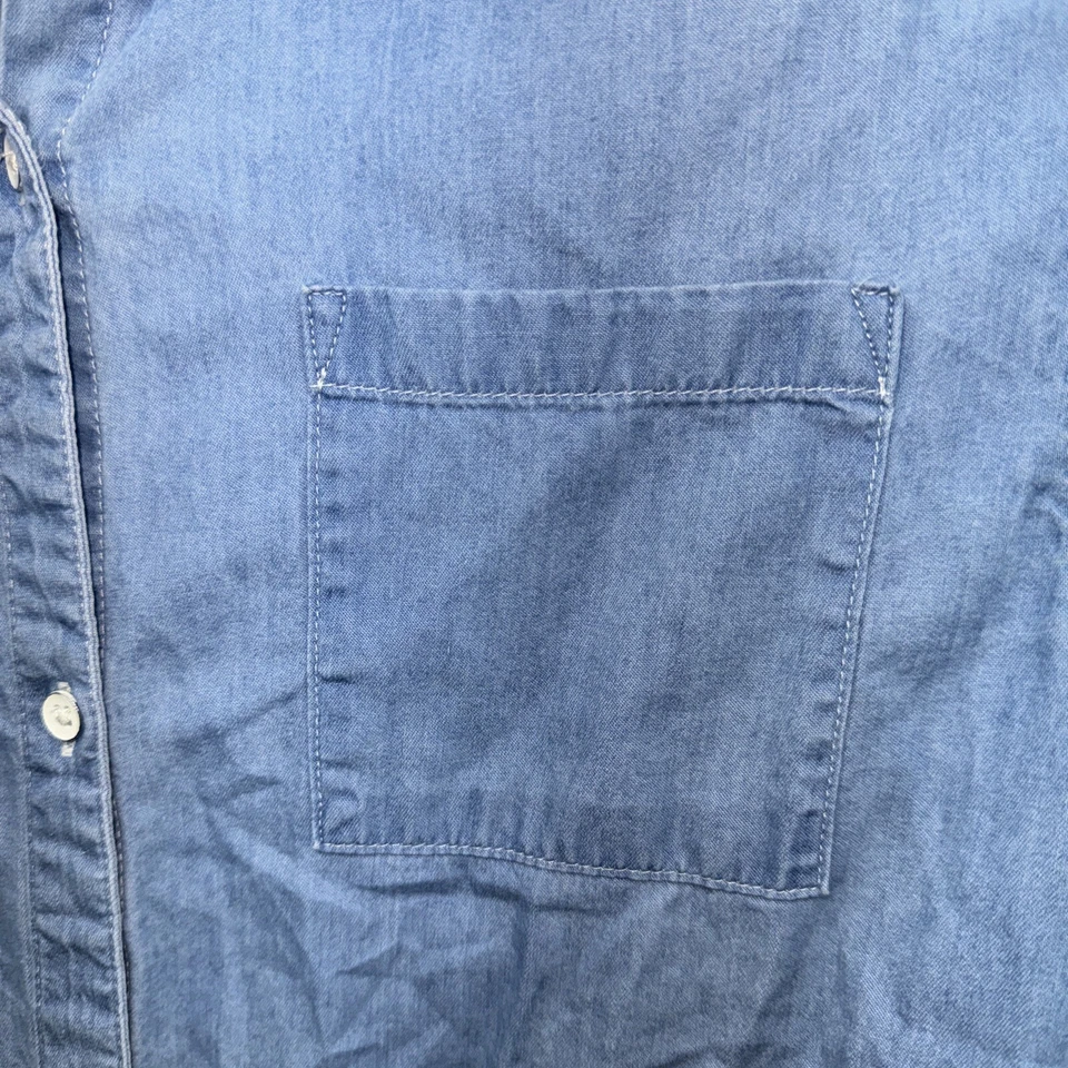 Old Navy Button Up Collared Blue Denim Shirt Long Sleeve XL (14)  - Image 2 of 4