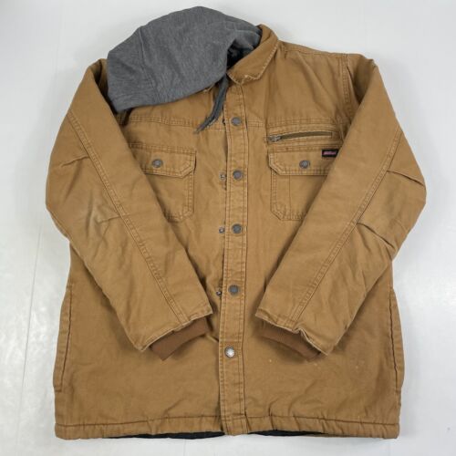 Dickies Jacket Mens Medium Brown Canvas Quilted Lining Hooded Workwear Outdoors - Picture 1 of 15