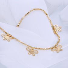 9K 9ct Yellow Gold Plated Ladies BEADED ANKLE CHAIN "Bell ANKLET. 9.8" Gift",UK