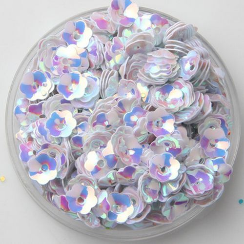 White Plum Flower Pvc Sequins Sewing Craft Women Garments Sequin 5mm 1200pcs - Picture 1 of 32