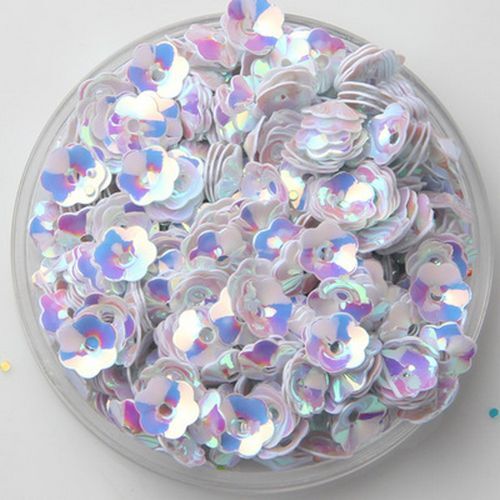 White Plum Flower Pvc Sequins Sewing Craft Women Garments Sequin 5mm 1200pcs - Picture 1 of 22