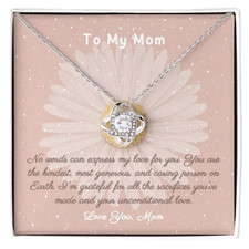 To My Mom Necklace Gift For Birthday Mothers Day Christmas Gift 14K White Gold