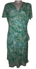 Vtg Sheri Martin Sz 16 Womens Green Paisley Floral Cottagecore Peasant Dress