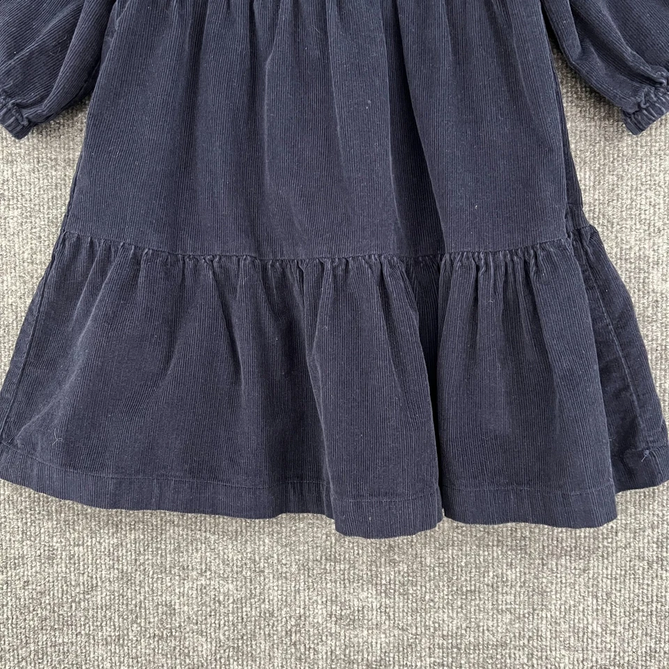 Old Navy Girls Corduroy Tiered Dress Size 5 Navy Blue Bohemian Neutral Cotton - Image 3 of 4