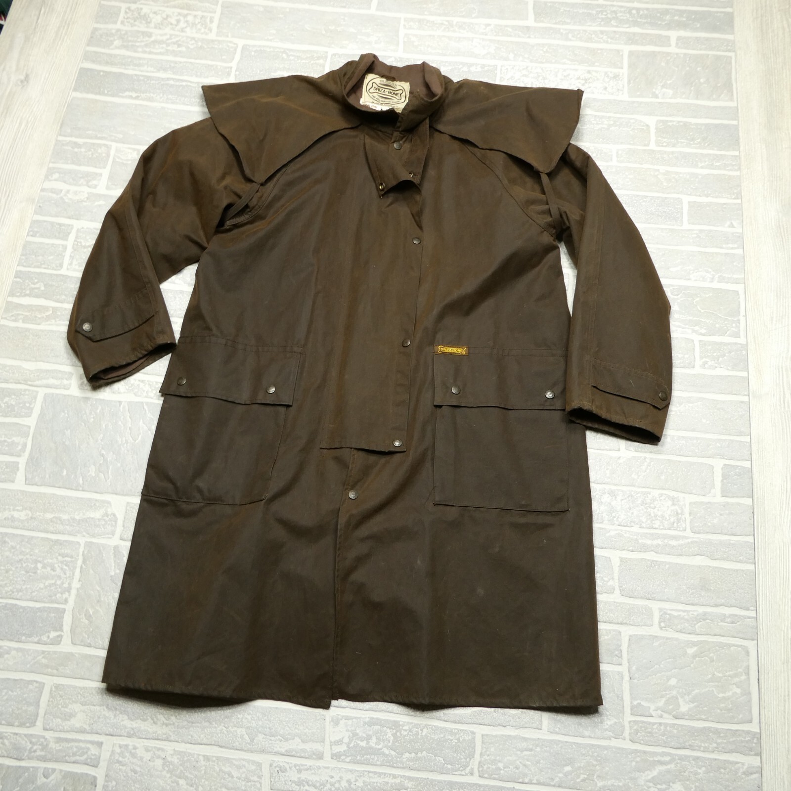 VINTAGE DRIZA BONE Short Riding Coat Adult XL Brown Waxed Cotton