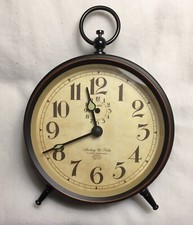 No. 9 Sterling & Noble Antique Style Black. working Alarm Clock. AA Batteries.