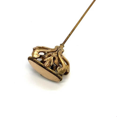 Antik Gold gefüllt viktorianisch Jugendstil verziert leer Wachssiegel Hut Anstecknadel - Bild 2 von 6