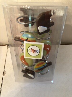 Circo Elephant Shower Hooks 12 Count - Elephant Birds Trees - NEW!