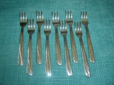 Set of Cocktail Fork / Seafood Shrimp Forks - Walco Stainless - Set of 9 - 5 1/2