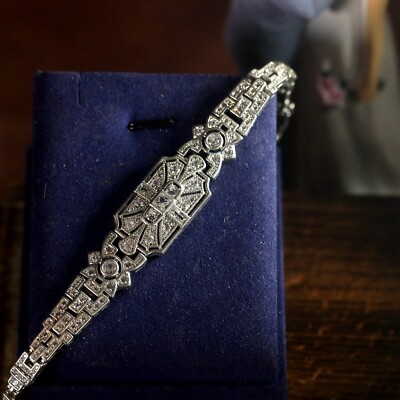 Bracelet Doré Vintage Style Art Déco Années 20 Avec CZ Blanc - Mariage, SC11