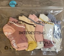 5 Pairs Baby Girls Non Slip Skid Cotton Ankle Socks Set Size XS 0-1Yr